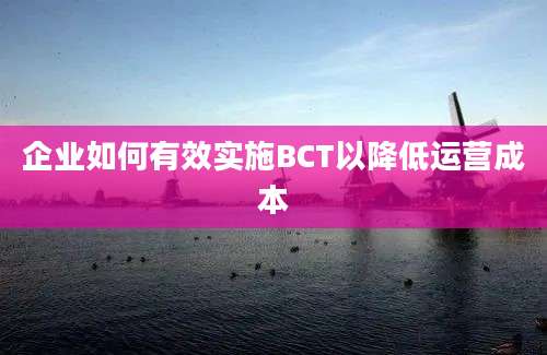 企业如何有效实施BCT以降低运营成本