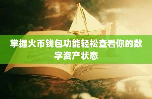 掌握火币钱包功能轻松查看你的数字资产状态