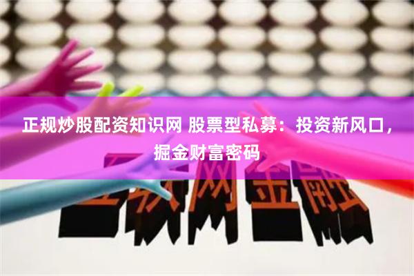 正规炒股配资知识网 股票型私募：投资新风口，掘金财富密码