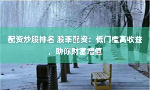 配资炒股排名 股莘配资：低门槛高收益，助你财富增值